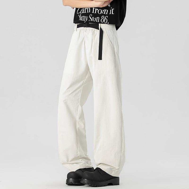 Летние тонкие повседневные брюки-палаццо для мужчин, уличные, свободные, прямые, из ледяного шелка, простые брюки с широкими штанинами 4XL