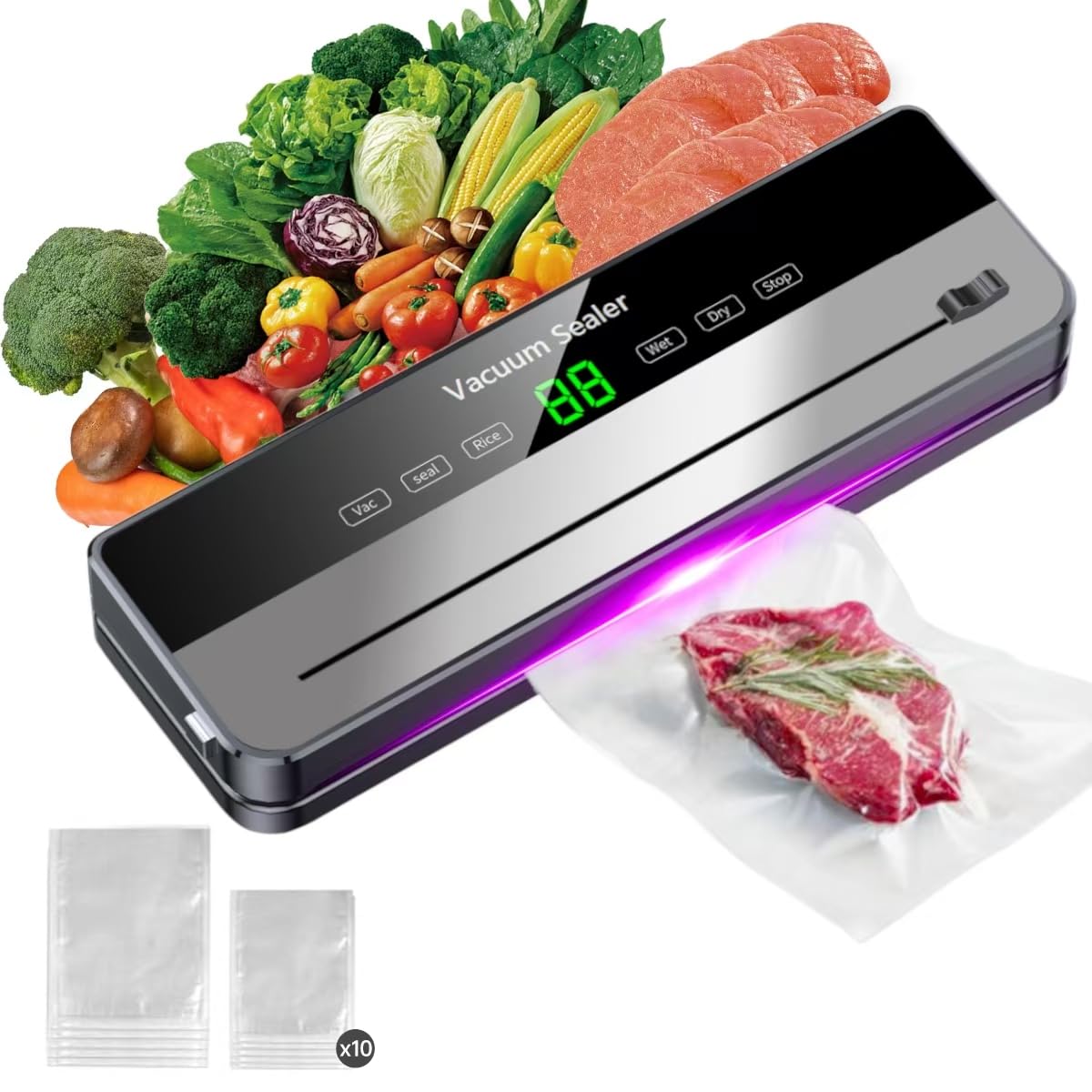 Вакуумний пакувальник для зберігання сухої та вологої їжі, пакувальна машина з вбудованим різаком + 30 текстурованих пакетів A
Вакуумний пакувальник для зберігання сухої та вологої їжі, пакувальна машина з вбудованим різаком + 30 текстурованих пакетів A