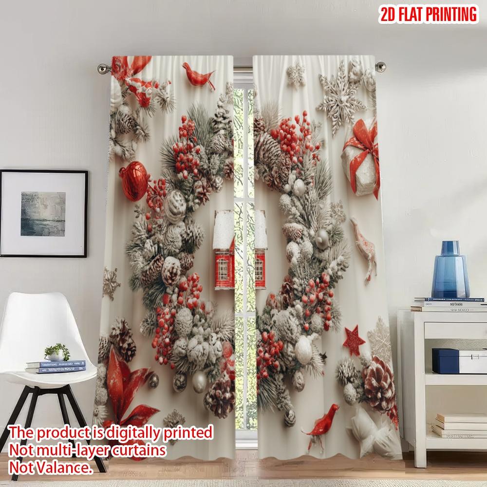 Set Of 2 Flat Printing Happy Christmas Fashion Curtains House Red Ribbon Fir Digital Printed Polyester Drapes Festive Curtain W100*H70(CM)-Rod Pocket&2PCS
Set Of 2 Flat Printing Happy Christmas Fashion Curtains House Red Ribbon Fir Digital Printed Polyester Drapes Festive Curtain W100*H70(CM)-Rod Pocket&2PCS
