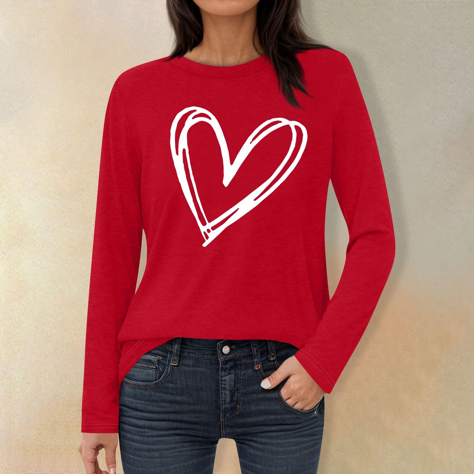Жіноча мода повсякденна футболка з круглим вирізом та довгим рукавом з принтом кохання до Дня святого Валентина S
Жіноча мода повсякденна футболка з круглим вирізом та довгим рукавом з принтом кохання до Дня святого Валентина S