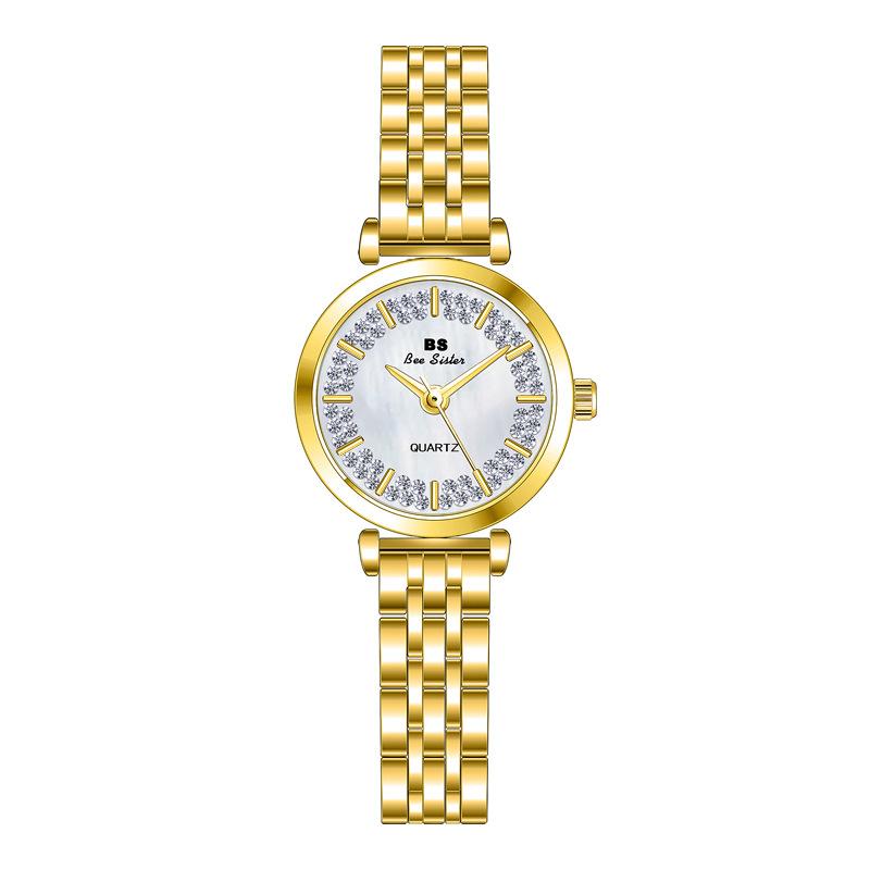 BEE SISTER BS Женские роскошные маленькие наручные часы Платье Золотые часы Женские часы с кристаллами и бриллиантами Нержавеющая сталь Серебряные часы Женские кварцевые часы Femme With box золотой