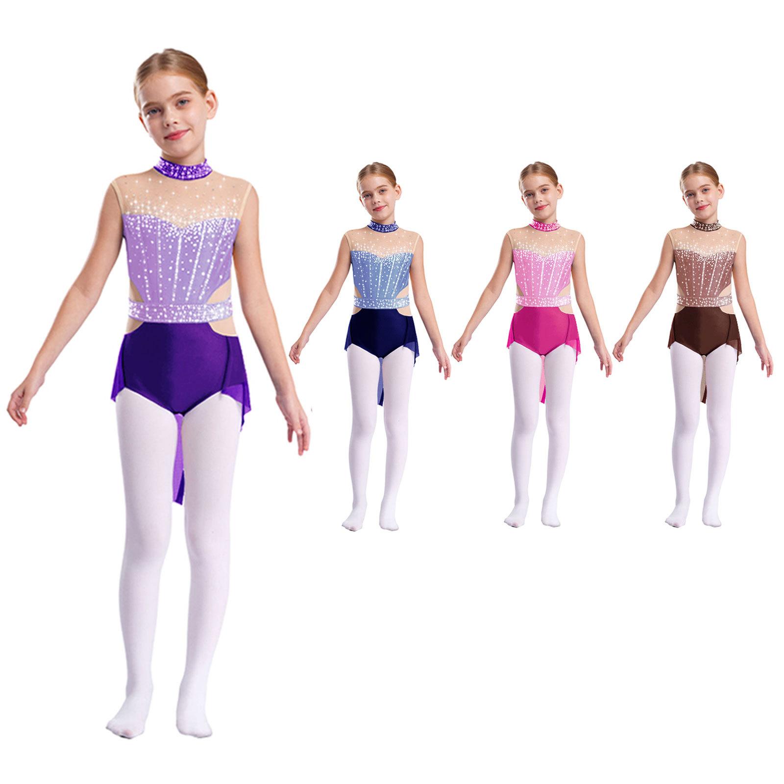 Girls Shiny Lyrical Dance Leotard Mock Neck Sleeveless Rhinestone Color Block Mesh Skirted Performance Costume 5-6 Years коричневий
Girls Shiny Lyrical Dance Leotard Mock Neck Sleeveless Rhinestone Color Block Mesh Skirted Performance Costume 5-6 Years коричневий