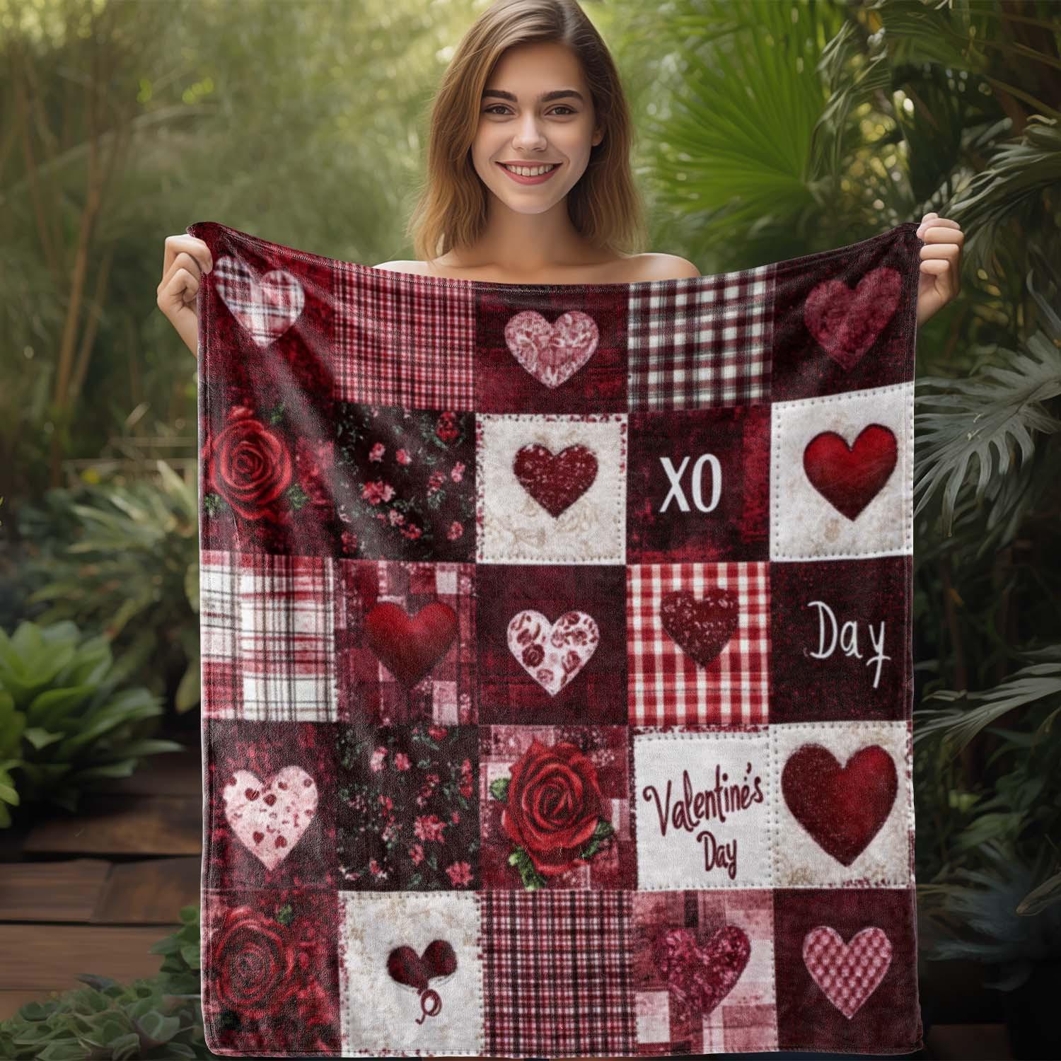Vintage Valentine Blanket - Plaid Floral Heart Print Flannel Throw 70x100cm
Vintage Valentine Blanket - Plaid Floral Heart Print Flannel Throw 70x100cm