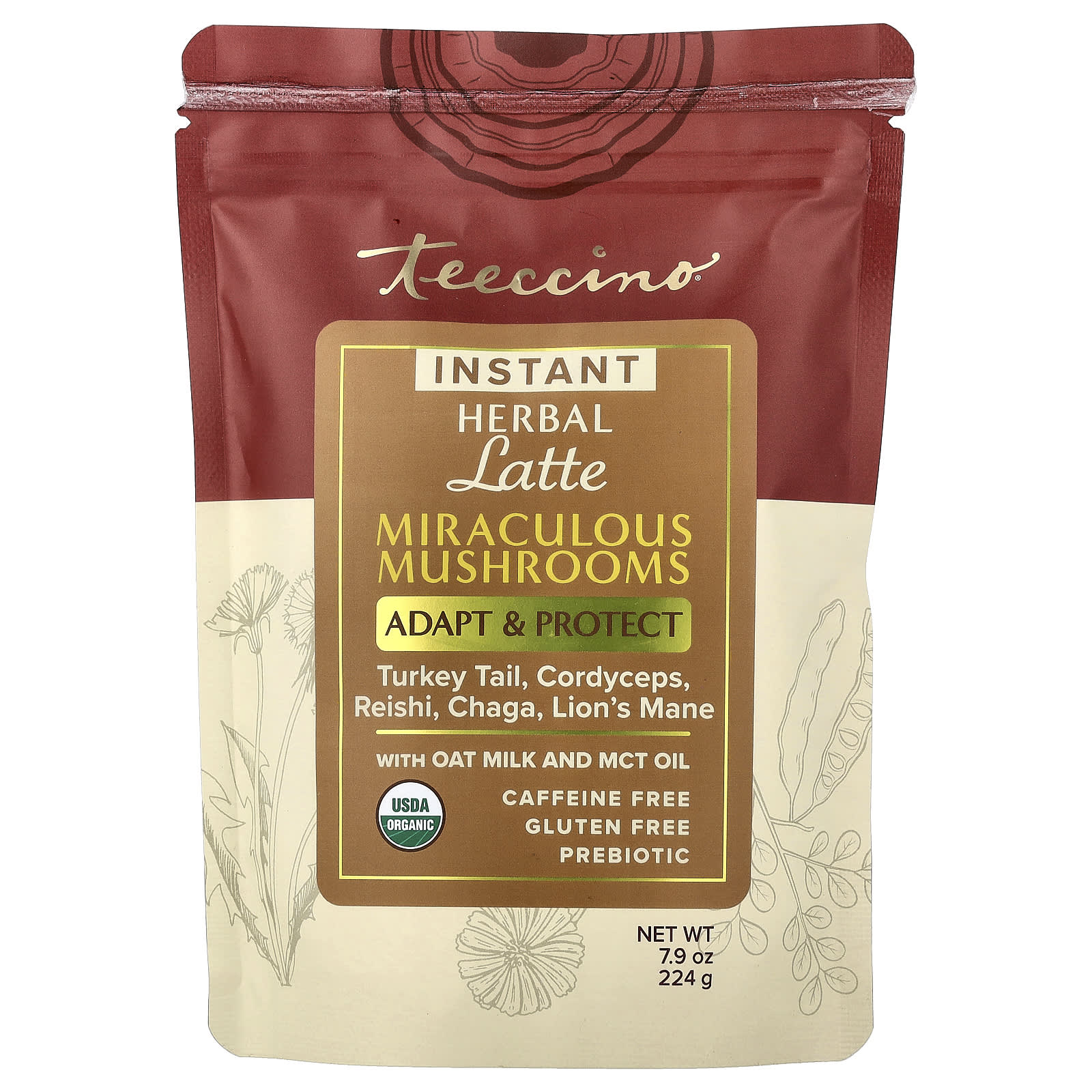 Teeccino, Instant Herbal Latte, Miraculous Mushroom, Caffeine Free, 7.9 oz (224 g)
Teeccino, Instant Herbal Latte, Miraculous Mushroom, Caffeine Free, 7.9 oz (224 g)