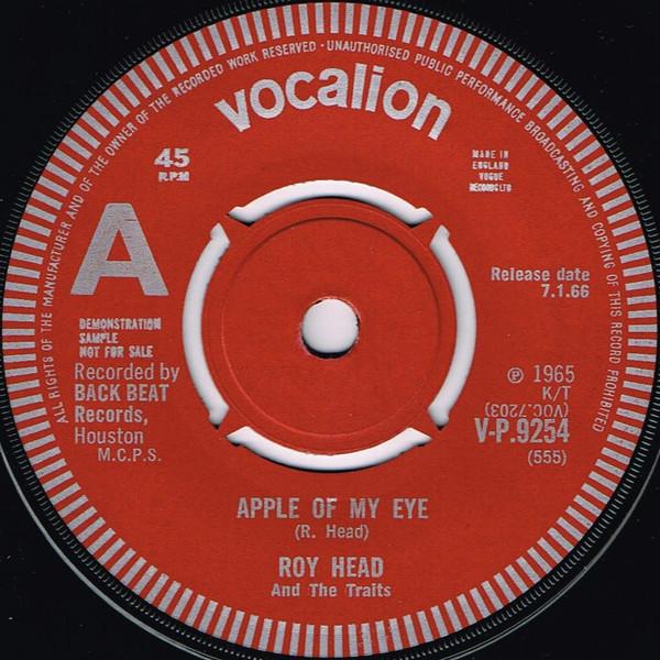 7inch Record ROY HEAD & THE TRAITS - Apple Of My Eye VP9254 Vocalion 1966 UK Rock Used
7inch Record ROY HEAD & THE TRAITS - Apple Of My Eye VP9254 Vocalion 1966 UK Rock Used