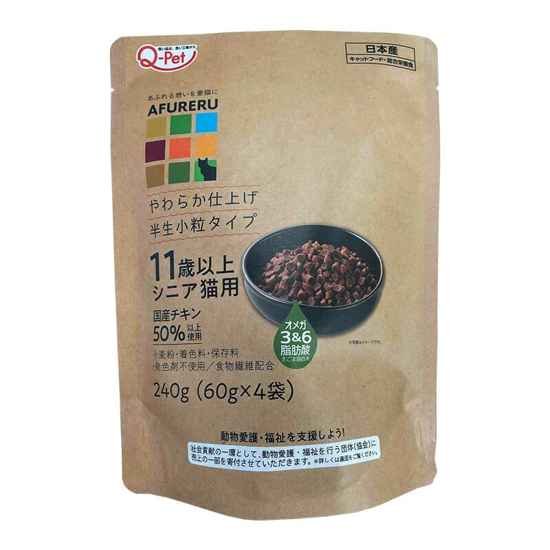 Kyushu Pet Food AFURERU Комплексный питательный корм для пожилых кошек старше 11 лет 240 г x Корм для кошек (60г 4)
Kyushu Pet Food AFURERU Комплексный питательный корм для пожилых кошек старше 11 лет 240 г x Корм для кошек (60г 4)