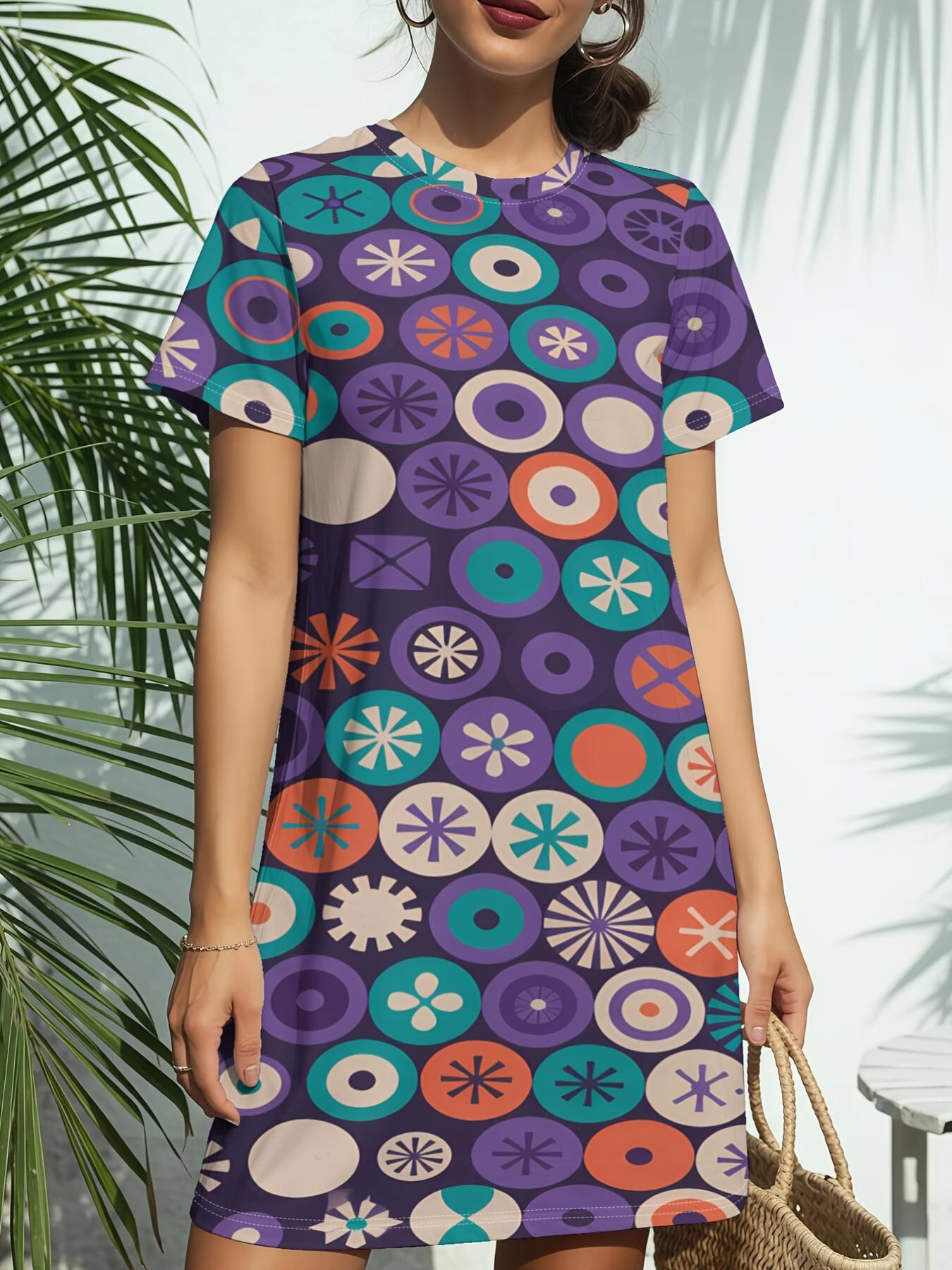 New Women S Round Neck T-Shirt with Retro Floral Geometric Design. Short Sleeves. American Fashion Style. Digital Print for Spring And Summer Casual W XS дубильная кора
New Women S Round Neck T-Shirt with Retro Floral Geometric Design. Short Sleeves. American Fashion Style. Digital Print for Spring And Summer Casual W XS дубильная кора