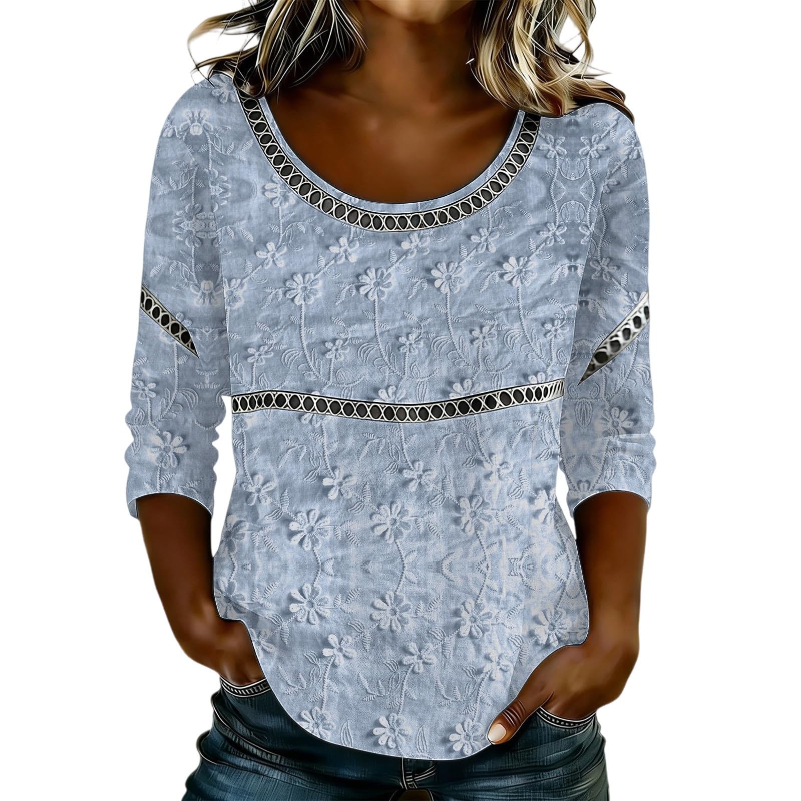 Womens Spring Tops Summer Shirts for Women Womens Summer Tops Dressy Casual Lightweight 3/4 Sleeve Lace Blouse L
Womens Spring Tops Summer Shirts for Women Womens Summer Tops Dressy Casual Lightweight 3/4 Sleeve Lace Blouse L