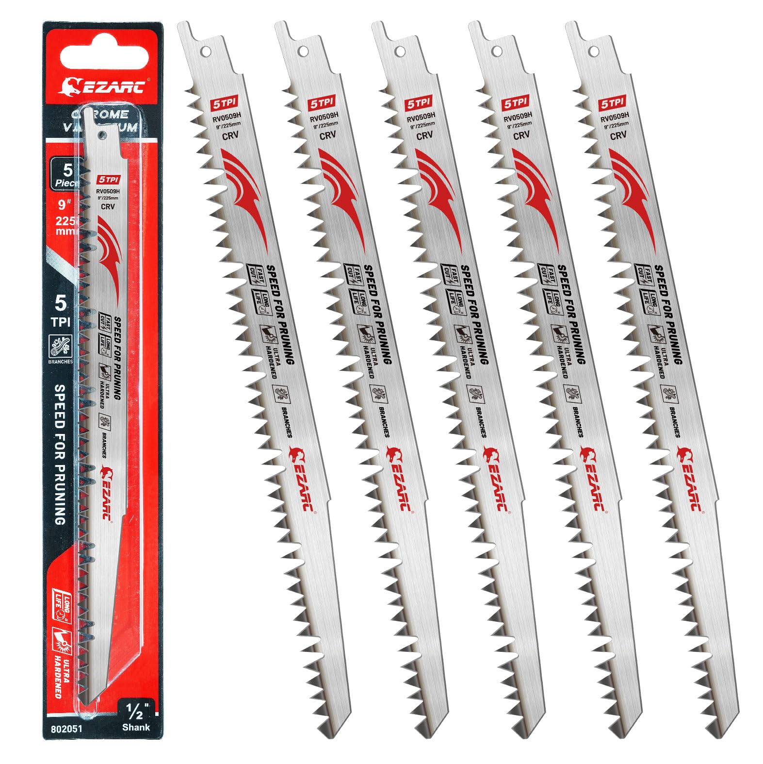EZARC Reciprocating Saw Replacement Blade for Living Curved Total Length 5 High Speed Chrome Vanadium Long Pruning Live Cutting Branches and Trunks
EZARC Reciprocating Saw Replacement Blade for Living Curved Total Length 5 High Speed Chrome Vanadium Long Pruning Live Cutting Branches and Trunks