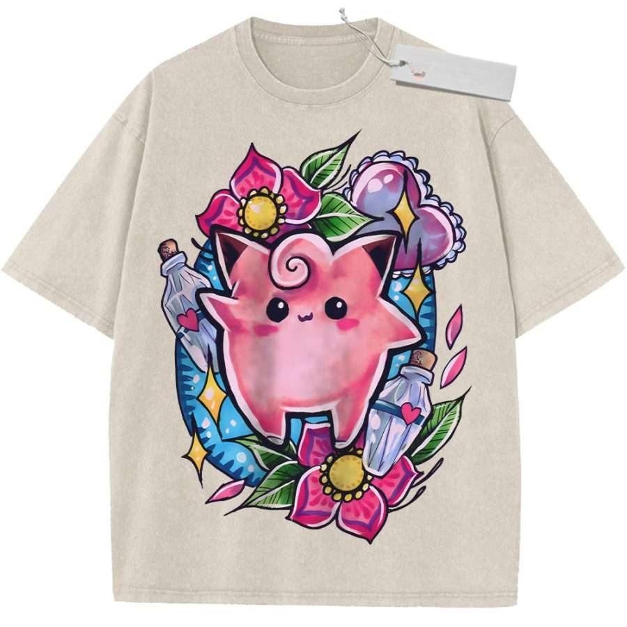 Oversize Vintage Washed Anime T Shirt Pokemon Jigglypuff with Flowers Hearts and Bottles Cute Streetwear Casual Daily Top M
Oversize Vintage Washed Anime T Shirt Pokemon Jigglypuff with Flowers Hearts and Bottles Cute Streetwear Casual Daily Top M