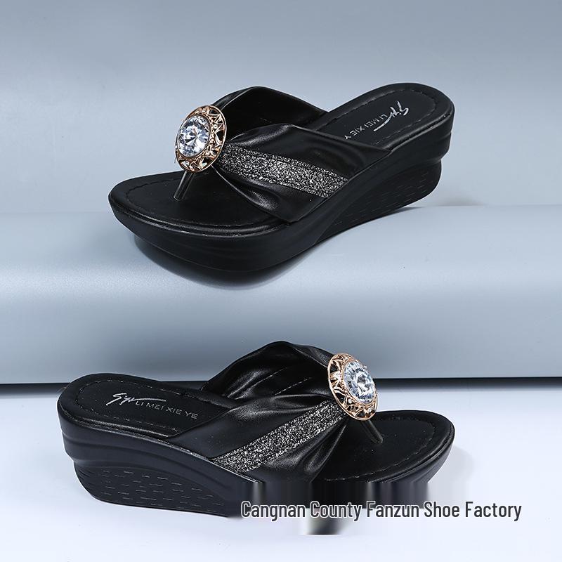 Женские летние босоножки на танкетке большого размера со стразами - Платформа Толстая подошва Пляжные шлепанцы 37 чёрный
Женские летние босоножки на танкетке большого размера со стразами - Платформа Толстая подошва Пляжные шлепанцы 37 чёрный