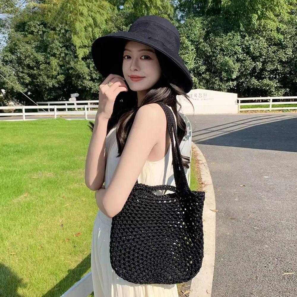 Sweet Women Straw Woven Bag Large Capacity Knitted Handbag Simple Tote Bag Ladies Black Style 1
Sweet Women Straw Woven Bag Large Capacity Knitted Handbag Simple Tote Bag Ladies Black Style 1