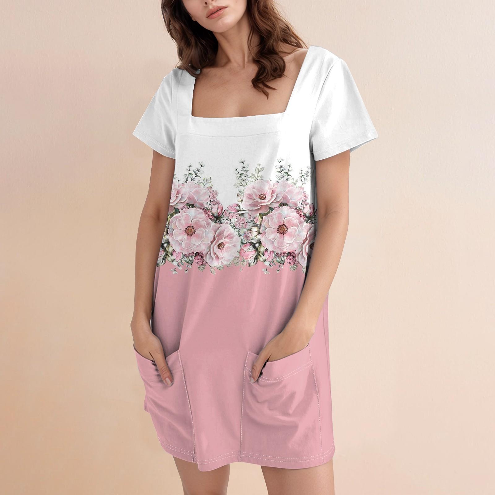 Women s Square Collar Short Sleeve Fashion Skirt Floral Print Pocket Casual Dress XXXL рожевий
Women s Square Collar Short Sleeve Fashion Skirt Floral Print Pocket Casual Dress XXXL рожевий