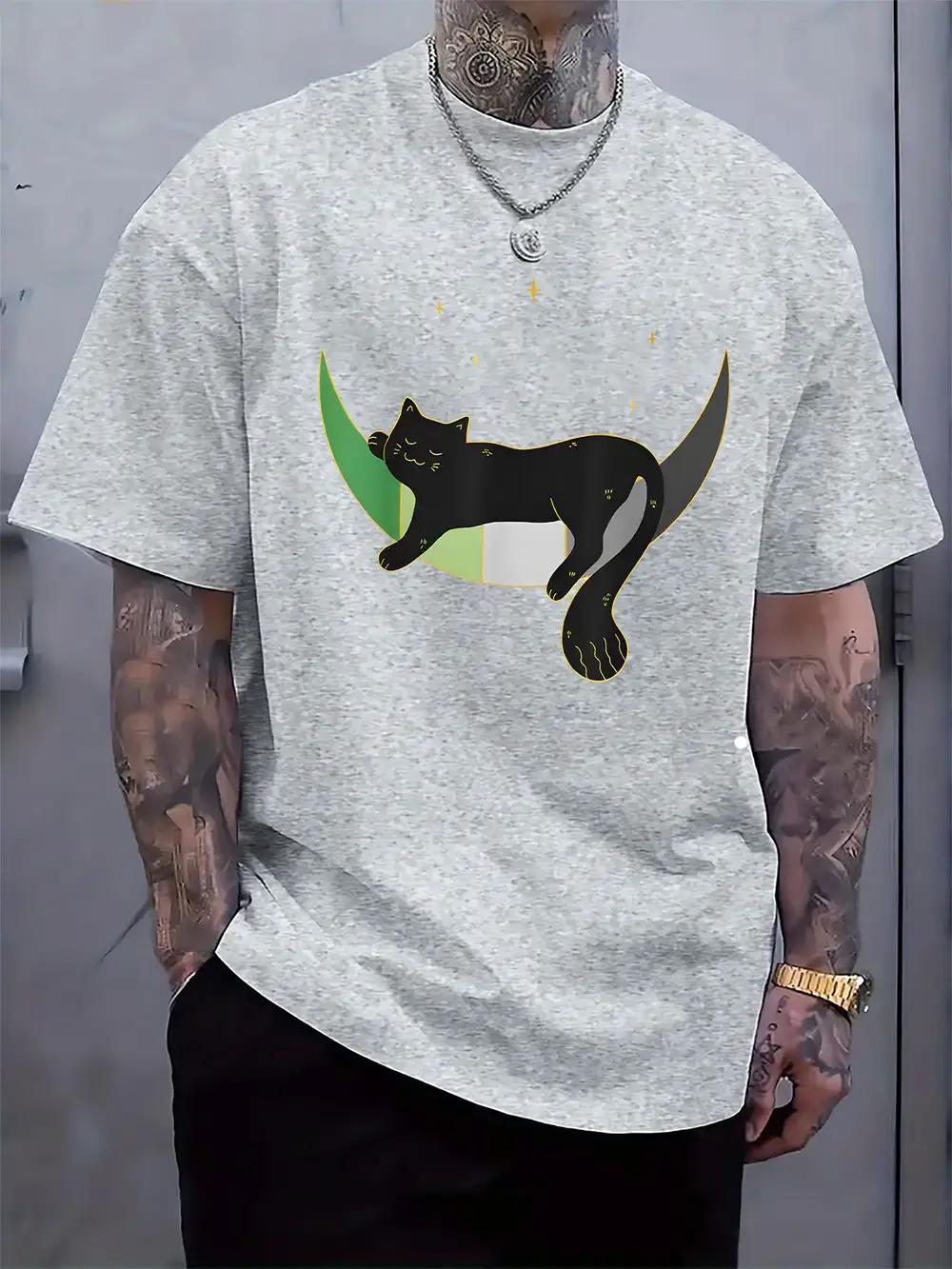 Black Cat Graphic T-shirt - Casual Crew Neck Short Sleeve Tee with Starry Night Design for Summer Vacation L
Black Cat Graphic T-shirt - Casual Crew Neck Short Sleeve Tee with Starry Night Design for Summer Vacation L