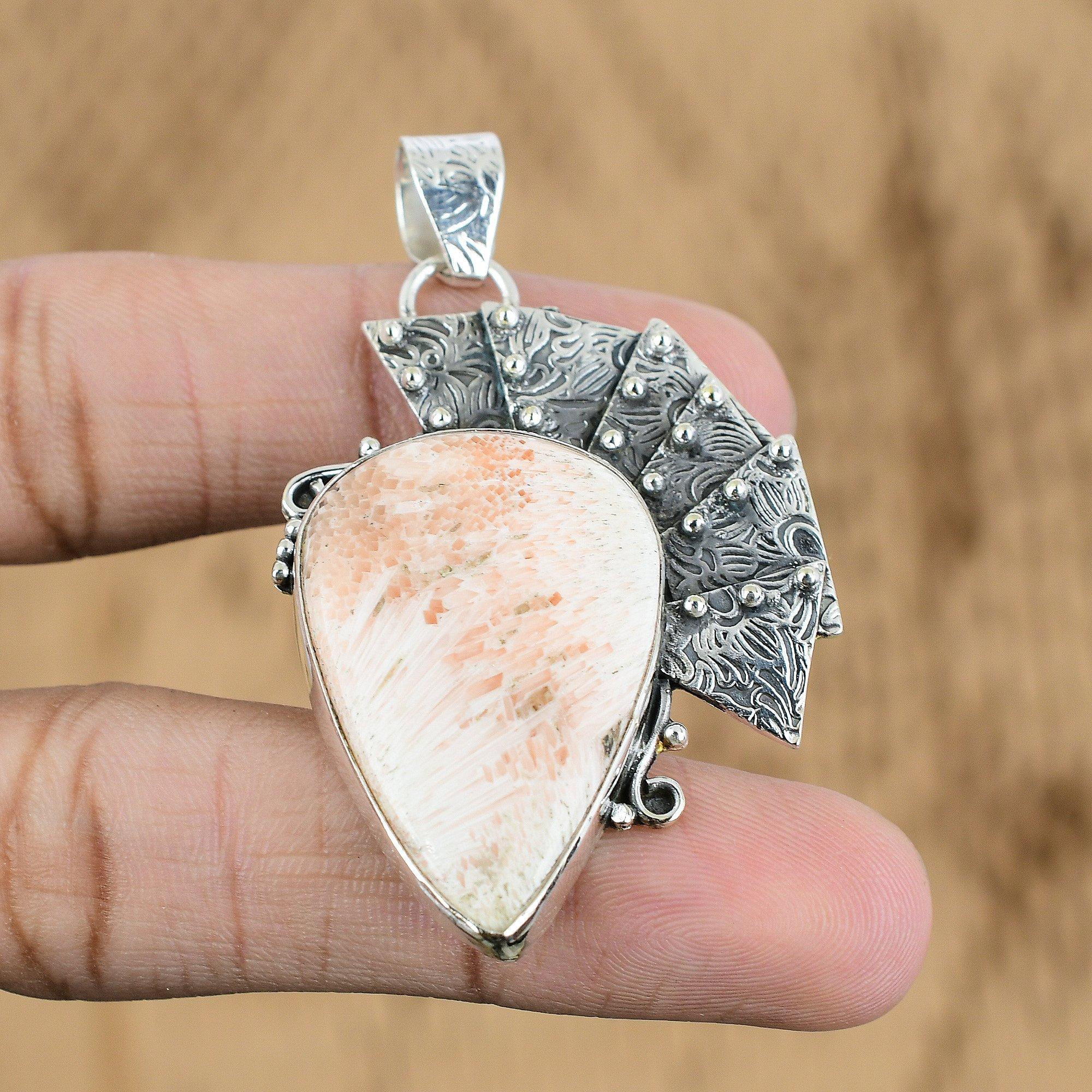 Natural Scolecite Gemstone Indian Jewelry 925 Sterling Silver Pendant For Women
Natural Scolecite Gemstone Indian Jewelry 925 Sterling Silver Pendant For Women