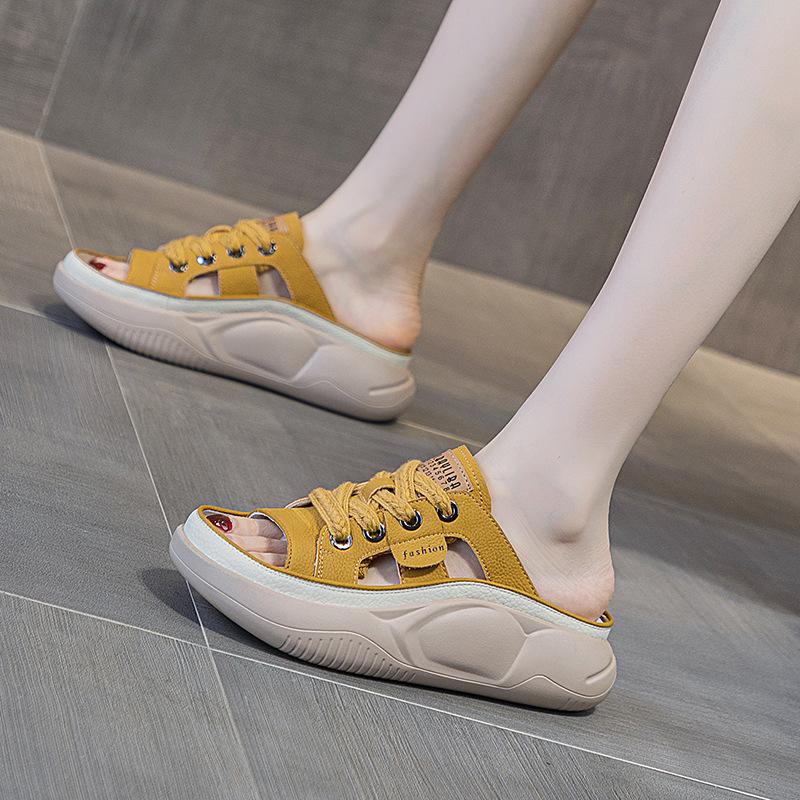 Leather casual fashion burst cool slippers comfortable soft bottom wear women cool slippers tide 34
Leather casual fashion burst cool slippers comfortable soft bottom wear women cool slippers tide 34