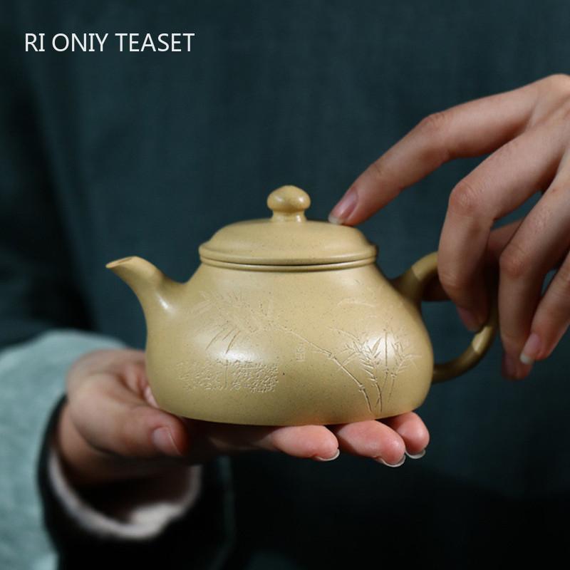 170ml High-end Yixing Purple Clay Teapots Famous Hand-carved Bamboo Leaves Tea Pot Kettle Chinese Handmade Raw Ore Zisha Tea Set
170ml High-end Yixing Purple Clay Teapots Famous Hand-carved Bamboo Leaves Tea Pot Kettle Chinese Handmade Raw Ore Zisha Tea Set
