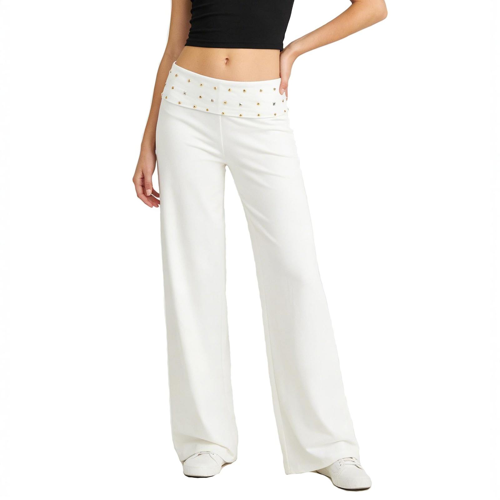 Womens Low Waist Wide Leg Flared Sweatpants Yoga Pants with Fold Over Waistband and Decorative Studs Design XL білий
Womens Low Waist Wide Leg Flared Sweatpants Yoga Pants with Fold Over Waistband and Decorative Studs Design XL білий