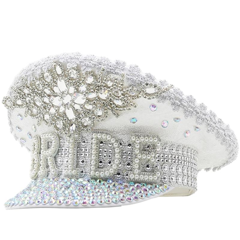 Bride Hat with Hand Beading Shining Crystal Captain Hat Beaded Heavy Pearls Captain Hat for Bachelorette Party 1 білий
Bride Hat with Hand Beading Shining Crystal Captain Hat Beaded Heavy Pearls Captain Hat for Bachelorette Party 1 білий