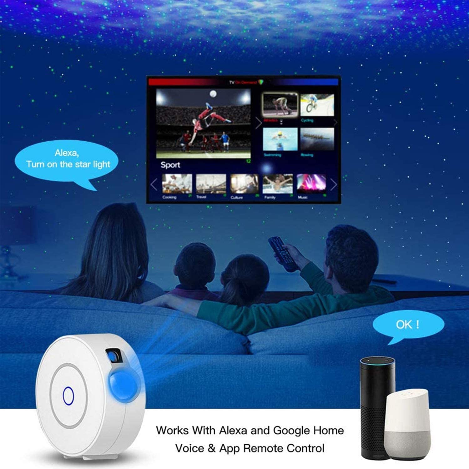 Tuya WiFi Smart Aurora Galaxy Star Projector Night Light Alexa Voice Control APP Control Star Projector LED Light Kids Baby Gift чорний
Tuya WiFi Smart Aurora Galaxy Star Projector Night Light Alexa Voice Control APP Control Star Projector LED Light Kids Baby Gift чорний
