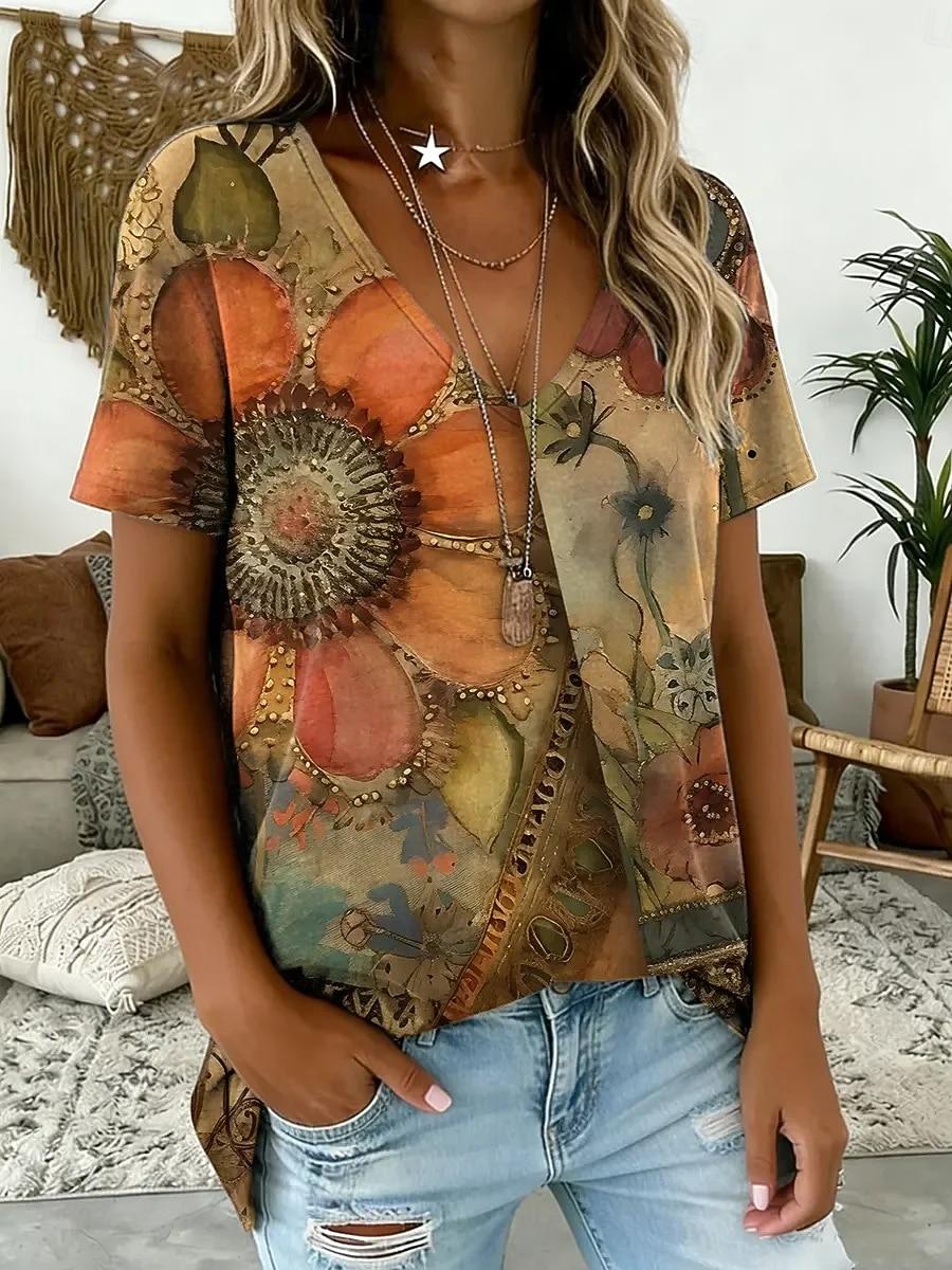 Women s T Shirt Print Graphic Geometric Vintage Stylish Classic Short Sleeve V Neck Regular Tops 2XL
Women s T Shirt Print Graphic Geometric Vintage Stylish Classic Short Sleeve V Neck Regular Tops 2XL