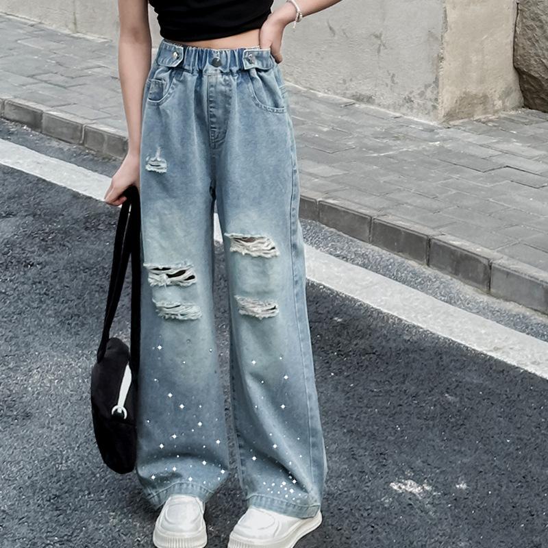 2024 Trendy Kids Wide-Leg Rhinestone Denim Pants - Spring/Summer Korean Style Ripped Jeans for Girls 120-170 full set 6 pieces
2024 Trendy Kids Wide-Leg Rhinestone Denim Pants - Spring/Summer Korean Style Ripped Jeans for Girls 120-170 full set 6 pieces