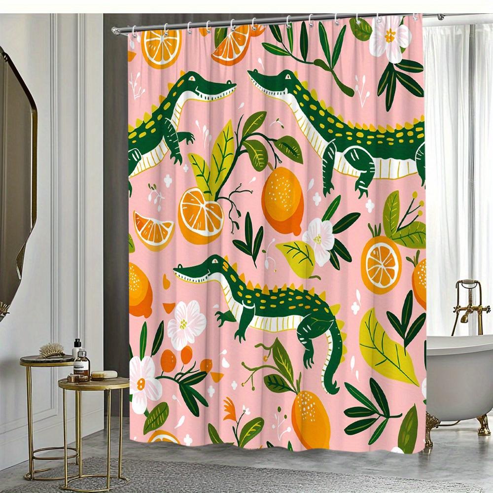 1Pc Polyester Crocodile Orange Floral Shower Curtain With Creative And Vibrant Pattern, Includes 12 Hooks, Bathtub Partition H W60H190(CM)-1 Pcs
1Pc Polyester Crocodile Orange Floral Shower Curtain With Creative And Vibrant Pattern, Includes 12 Hooks, Bathtub Partition H W60H190(CM)-1 Pcs
