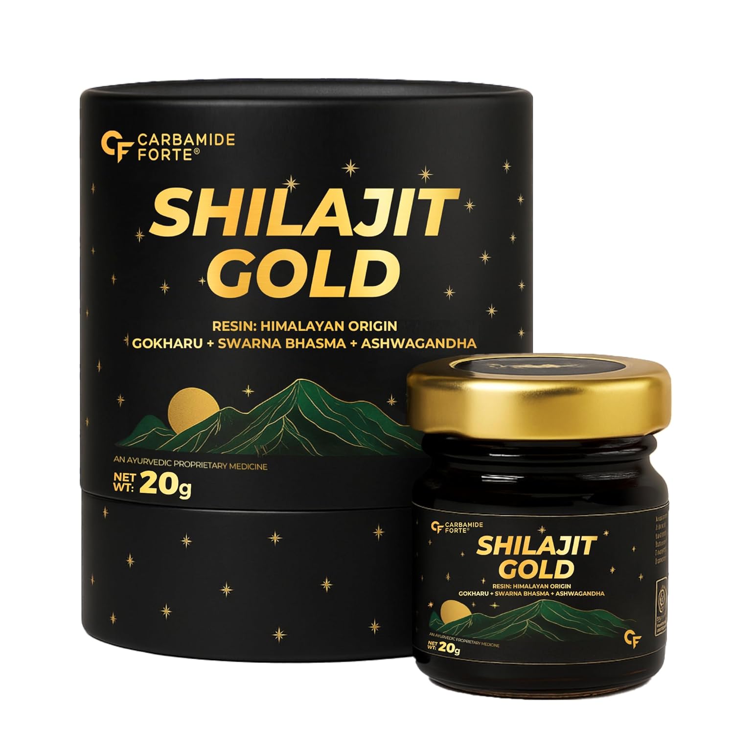 Carbamide Forte Shilajit Gold Resin 20g with Saffron Swarna Bhasma Himalayan Fulvic Acid Ayurvedic Rasayana Resin Supplement
Carbamide Forte Shilajit Gold Resin 20g with Saffron Swarna Bhasma Himalayan Fulvic Acid Ayurvedic Rasayana Resin Supplement
