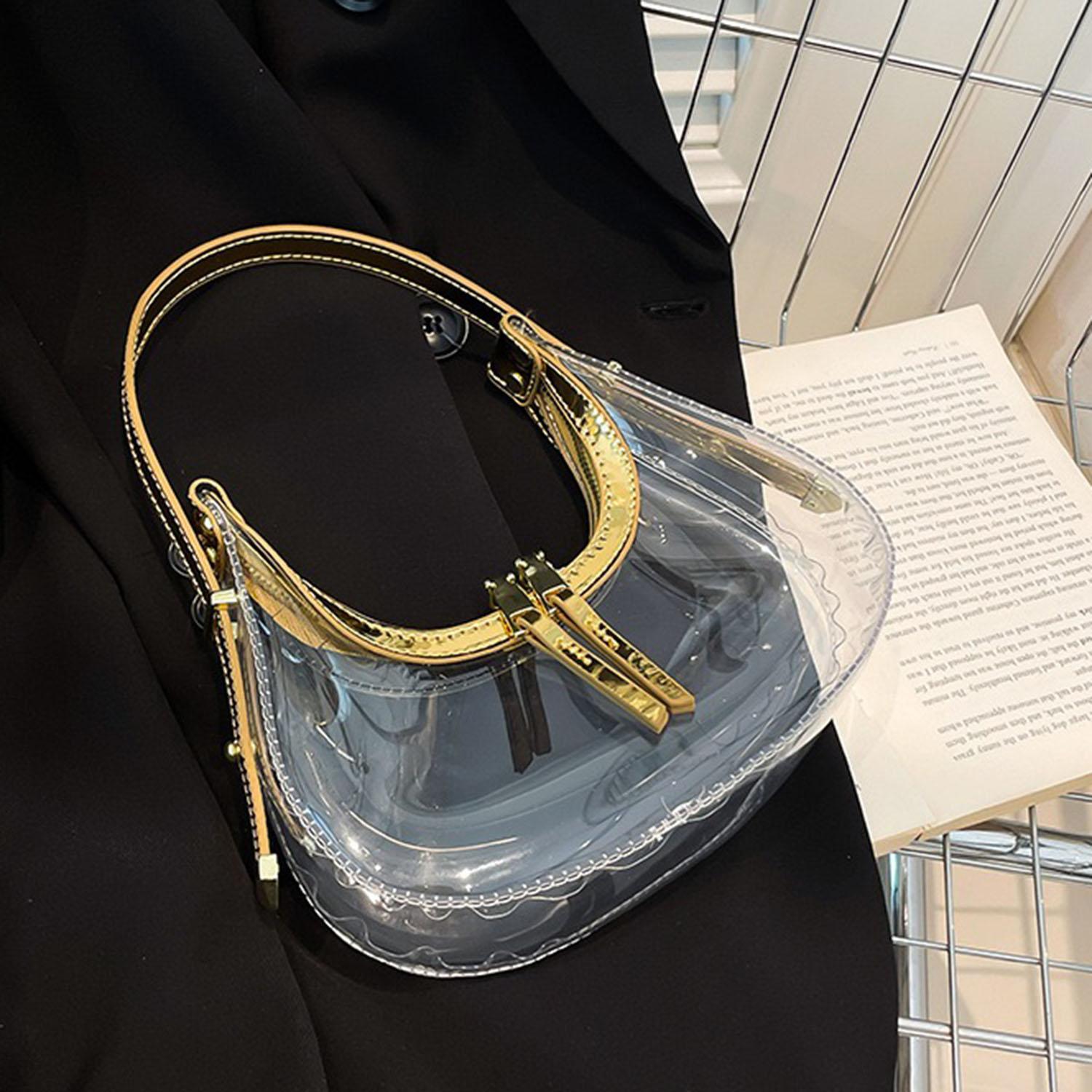 Women s transparent beach jelly bag large moon bag trendy and fashionable one shoulder armpit bag золотий
Women s transparent beach jelly bag large moon bag trendy and fashionable one shoulder armpit bag золотий