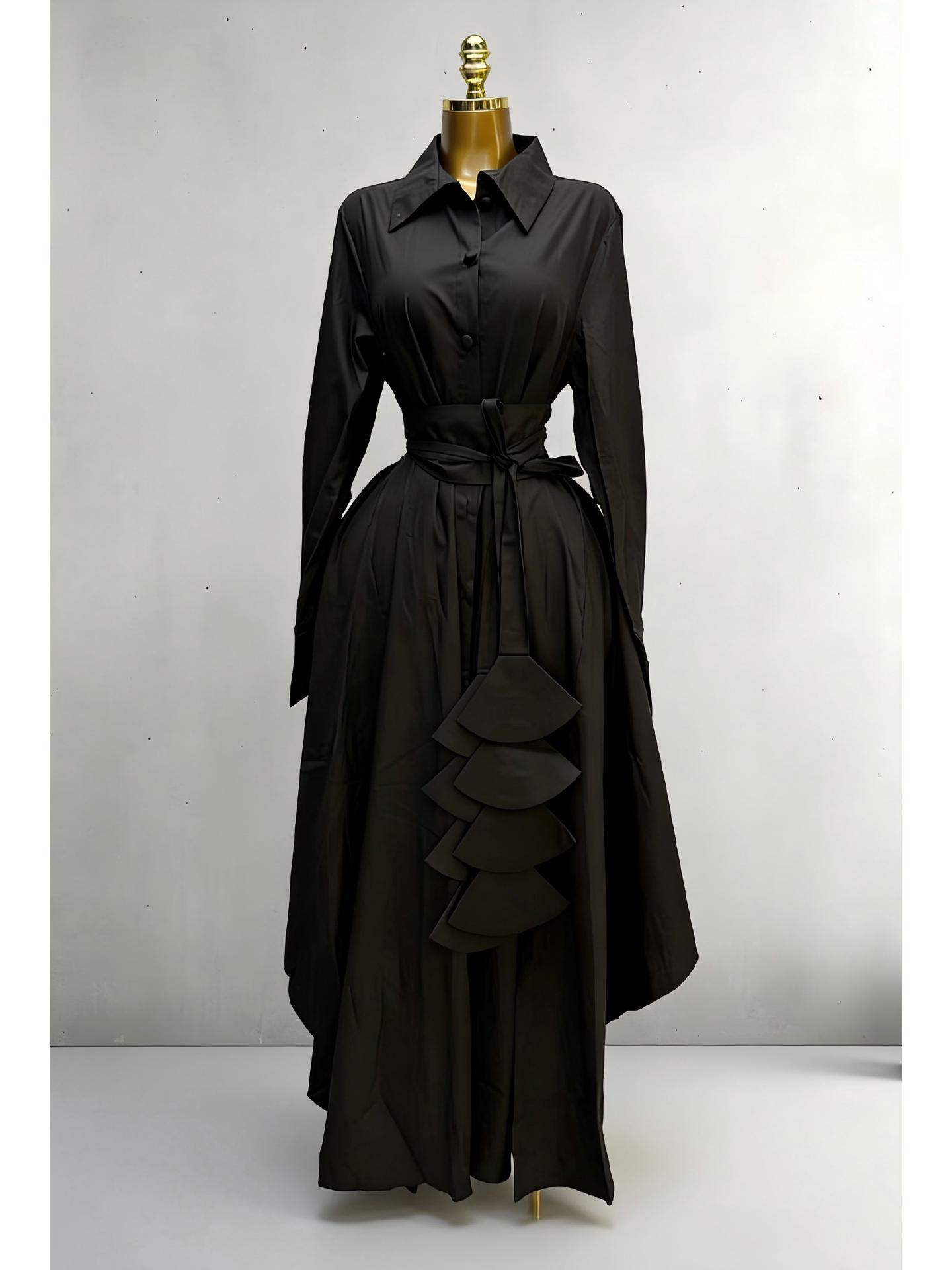 Women s Elegant Long Sleeve Waist-Cinching Solid Color Shirt Dress - European American Style S чорний
Women s Elegant Long Sleeve Waist-Cinching Solid Color Shirt Dress - European American Style S чорний