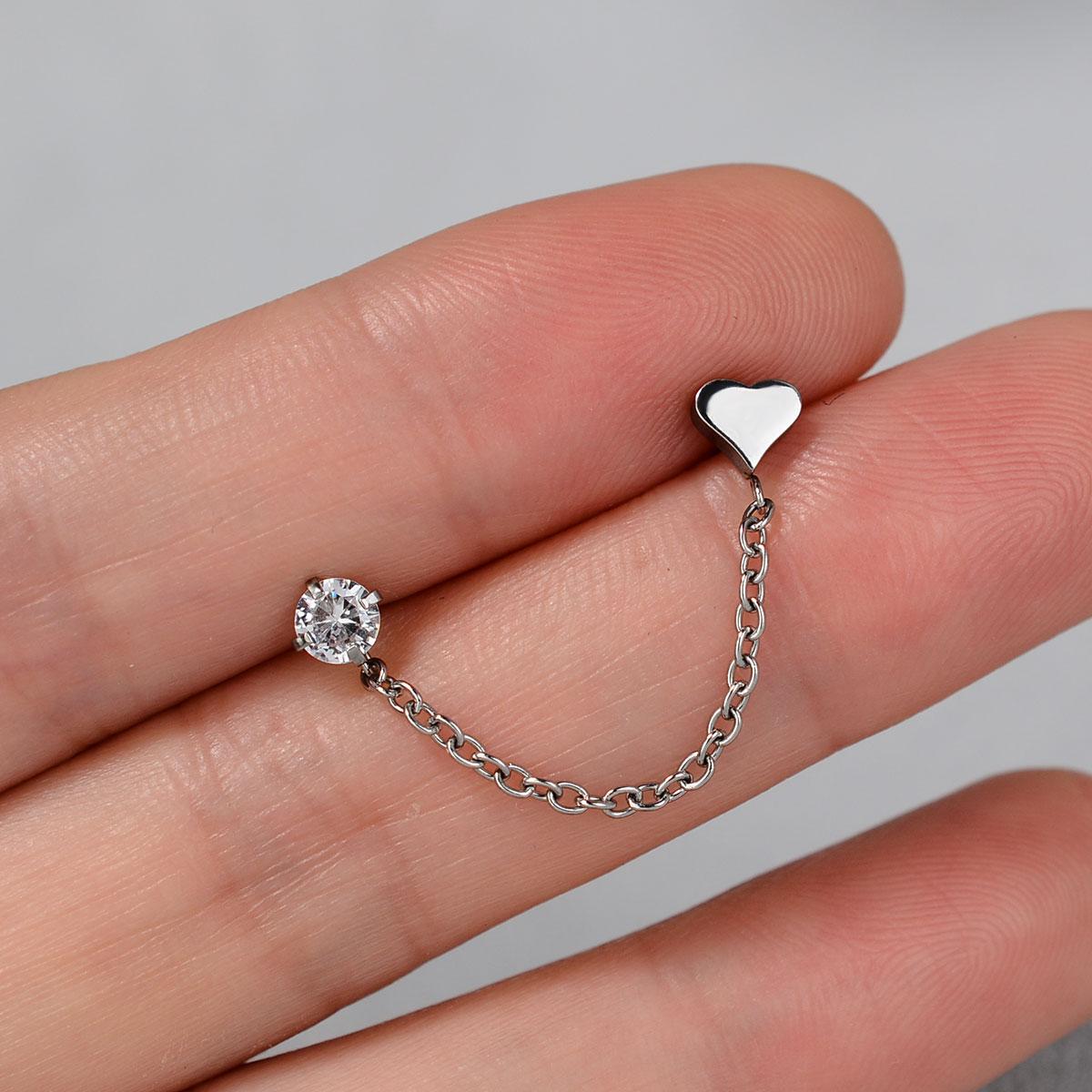 1PC Stainless Steel Silver Color Double Pierced Long Chain Zircon Star Heart Stud Earrings Female Fashion Temperament Lover Gift
1PC Stainless Steel Silver Color Double Pierced Long Chain Zircon Star Heart Stud Earrings Female Fashion Temperament Lover Gift