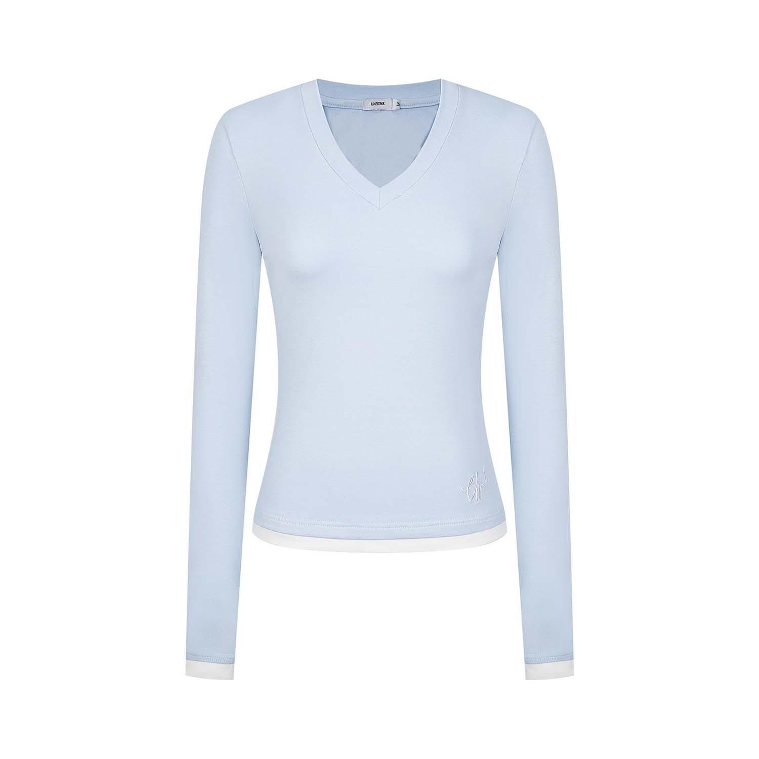 UNBDNS Women s Autumn V-Neck Fake Two-Piece Long Sleeve Slim Top Large світло-синій колір
UNBDNS Women s Autumn V-Neck Fake Two-Piece Long Sleeve Slim Top Large світло-синій колір