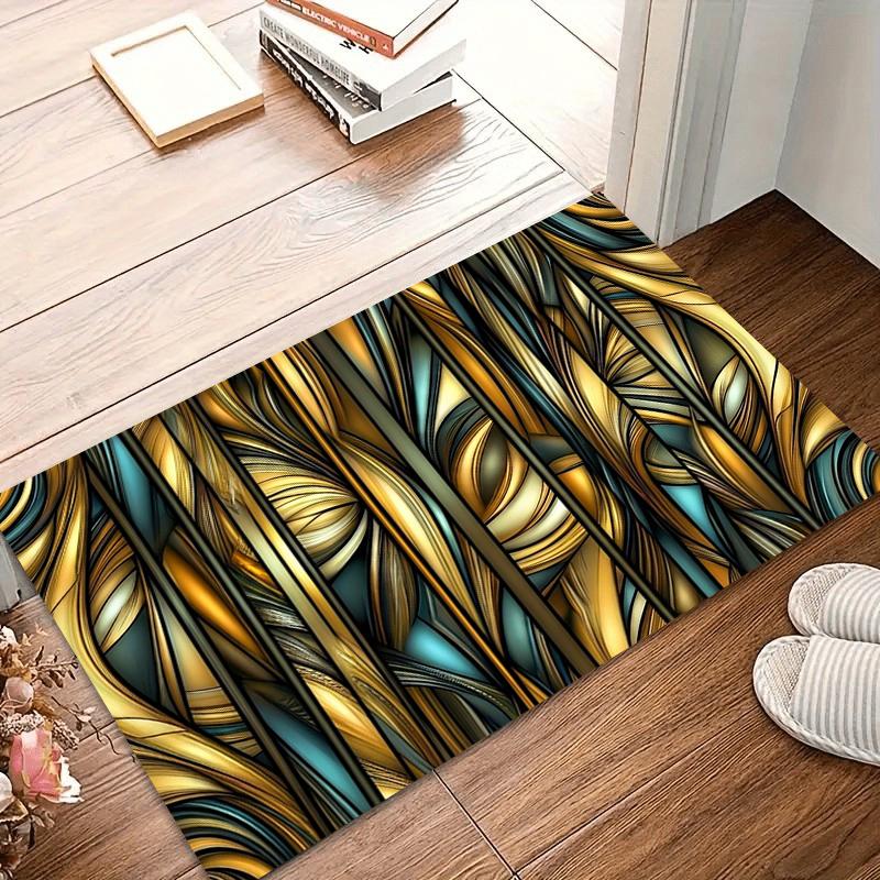 Luxury Gold Teal Abstract Stained Glass Area Rug Non Slip Soft Floor Carpet for Living Room Bedroom Entryway Glam Artistic Decor 40X60cm
Luxury Gold Teal Abstract Stained Glass Area Rug Non Slip Soft Floor Carpet for Living Room Bedroom Entryway Glam Artistic Decor 40X60cm