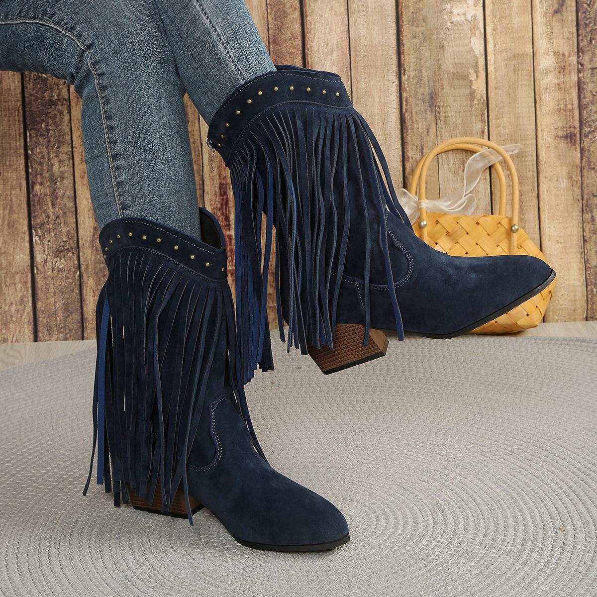 New Western Cowboy New Tassel Rivet Belt Buckle Boots Medium Knight Boots 43
New Western Cowboy New Tassel Rivet Belt Buckle Boots Medium Knight Boots 43