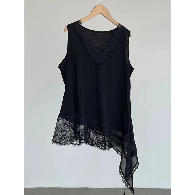 Women White Irregular Lace Hem Thin Tank V Collar Sleeveless Personality Fashion Spring Summer XXL чорний
Women White Irregular Lace Hem Thin Tank V Collar Sleeveless Personality Fashion Spring Summer XXL чорний