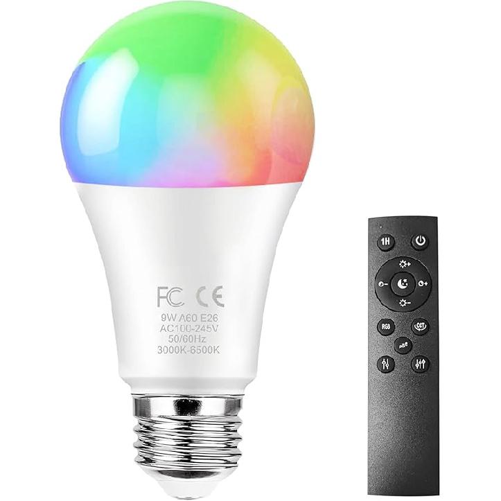 GRV E26 A60 9W Умная светодиодная лампа с пультом дистанционного управления 2,4 ГГц, Светодиодные лампы с изменяемым цветом, Бесступенчатая регулировка яркости 3000K-6500K, Лампа накаливания 80 Вт 1 Bulb + 1 Remote
GRV E26 A60 9W Умная светодиодная лампа с пультом дистанционного управления 2,4 ГГц, Светодиодные лампы с изменяемым цветом, Бесступенчатая регулировка яркости 3000K-6500K, Лампа накаливания 80 Вт 1 Bulb + 1 Remote
