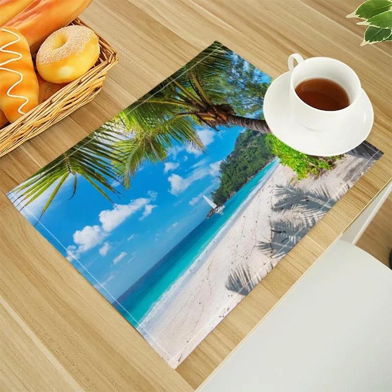 Beach Landscape Coconut Trees Print Placemats Linen Tableware Mat Kitchen Wooden Dinning Table Mat Bowl Coffee Cup Pad Decor 30x45cm-4PC
Beach Landscape Coconut Trees Print Placemats Linen Tableware Mat Kitchen Wooden Dinning Table Mat Bowl Coffee Cup Pad Decor 30x45cm-4PC