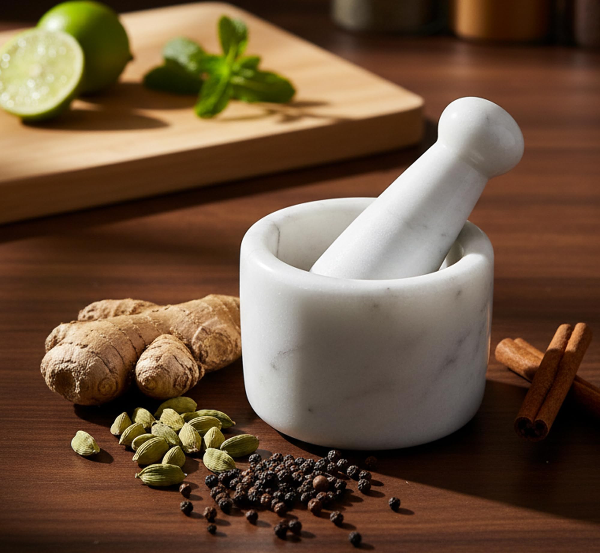 KLEO 2.5 Diameter White Marble Stone Mortar and Pestle Set for Spices, Medicine Pills, and Pills - Small Size
KLEO 2.5 Diameter White Marble Stone Mortar and Pestle Set for Spices, Medicine Pills, and Pills - Small Size