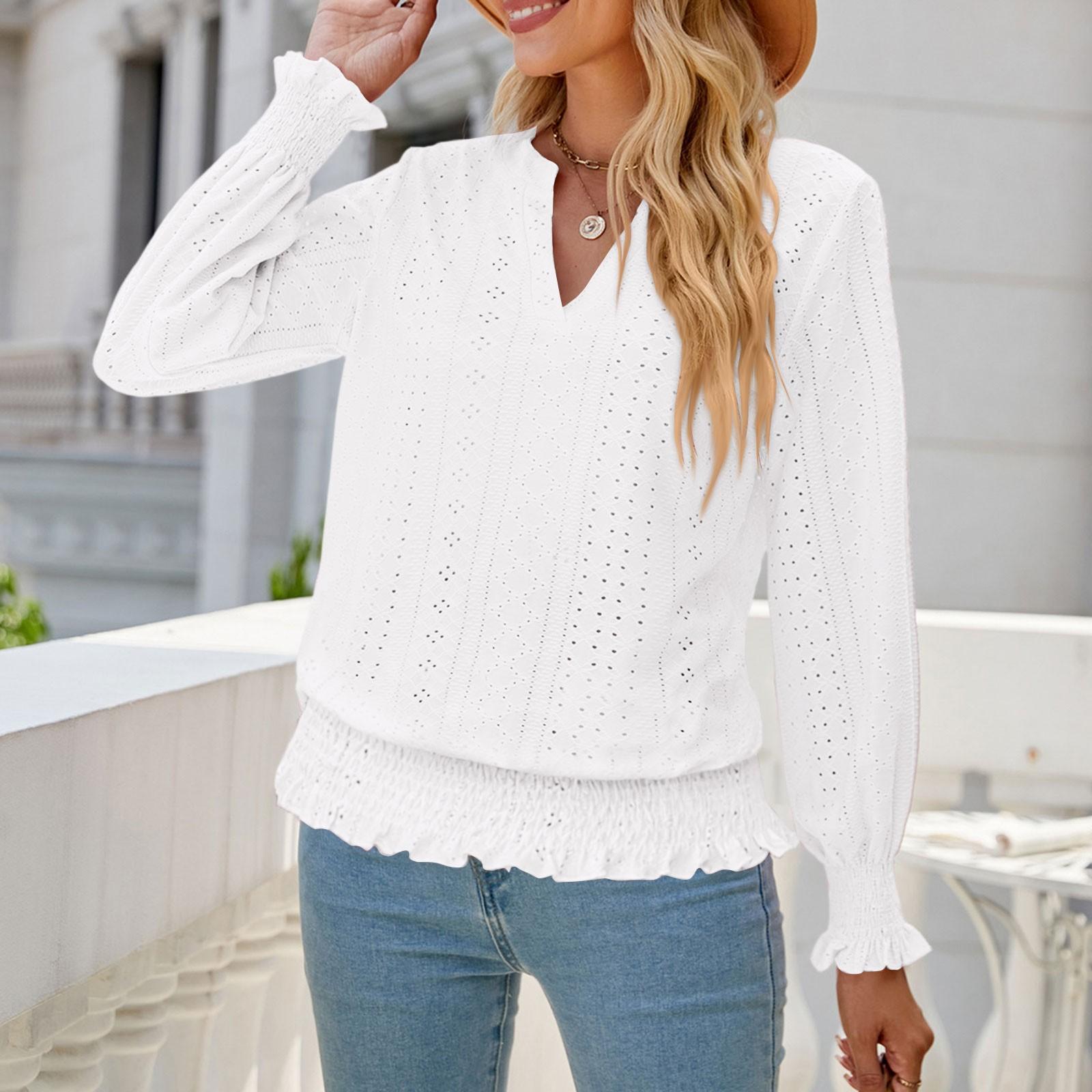 T Shirts Long Sleeve V Neck Tees For Women Fashion Tops Lightweight Soft Casual Shirt XL білий
T Shirts Long Sleeve V Neck Tees For Women Fashion Tops Lightweight Soft Casual Shirt XL білий