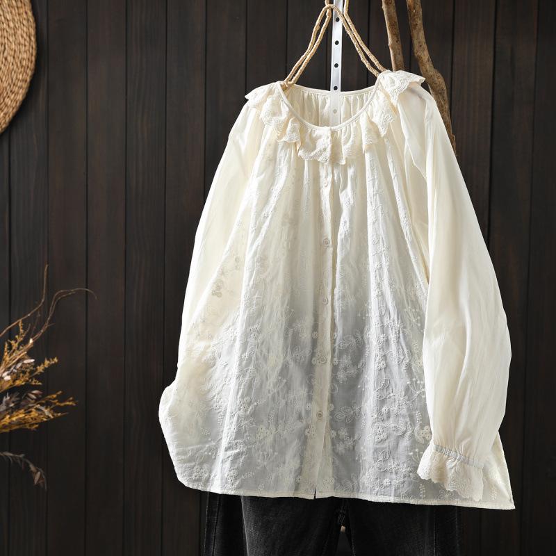 Women s Plus Size White Cotton Embroidered Doll Collar Jacquard Shirt - Spring Collection 29109 One Size вершковий/абрикосовий
Women s Plus Size White Cotton Embroidered Doll Collar Jacquard Shirt - Spring Collection 29109 One Size вершковий/абрикосовий