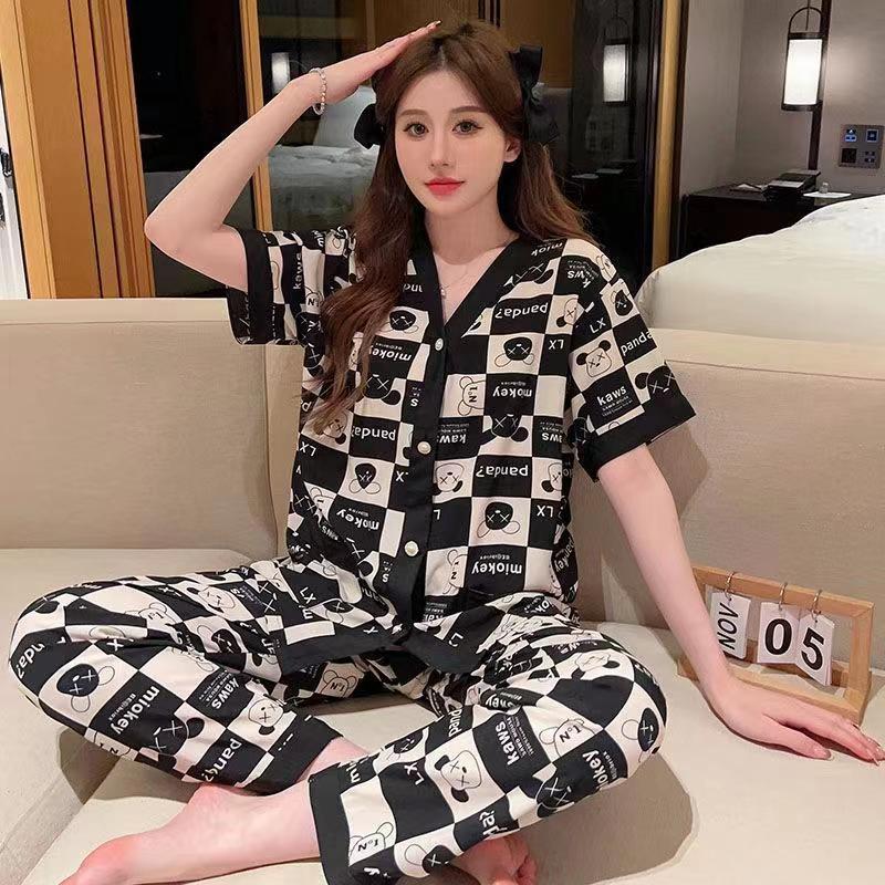 Корейский пижамный комплект для женщин, летняя весенняя пижама-кимоно, модная женская пижама с бантом, японская домашняя одежда XXL
Корейский пижамный комплект для женщин, летняя весенняя пижама-кимоно, модная женская пижама с бантом, японская домашняя одежда XXL