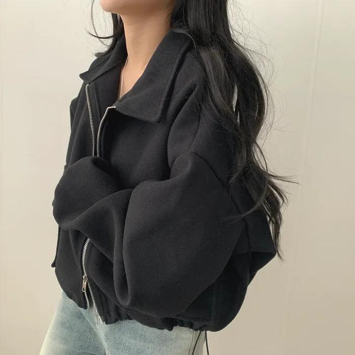 Korean chic autumn and winter French age reduction lazy loose double pocket zipper lapel drawstring waist short coat women 2XL чорний
Korean chic autumn and winter French age reduction lazy loose double pocket zipper lapel drawstring waist short coat women 2XL чорний