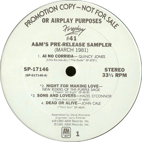 12inch Record VARIOUS Foreplay 41 SP17146 AM Records 1981 US Rock Used
12inch Record VARIOUS Foreplay 41 SP17146 AM Records 1981 US Rock Used
