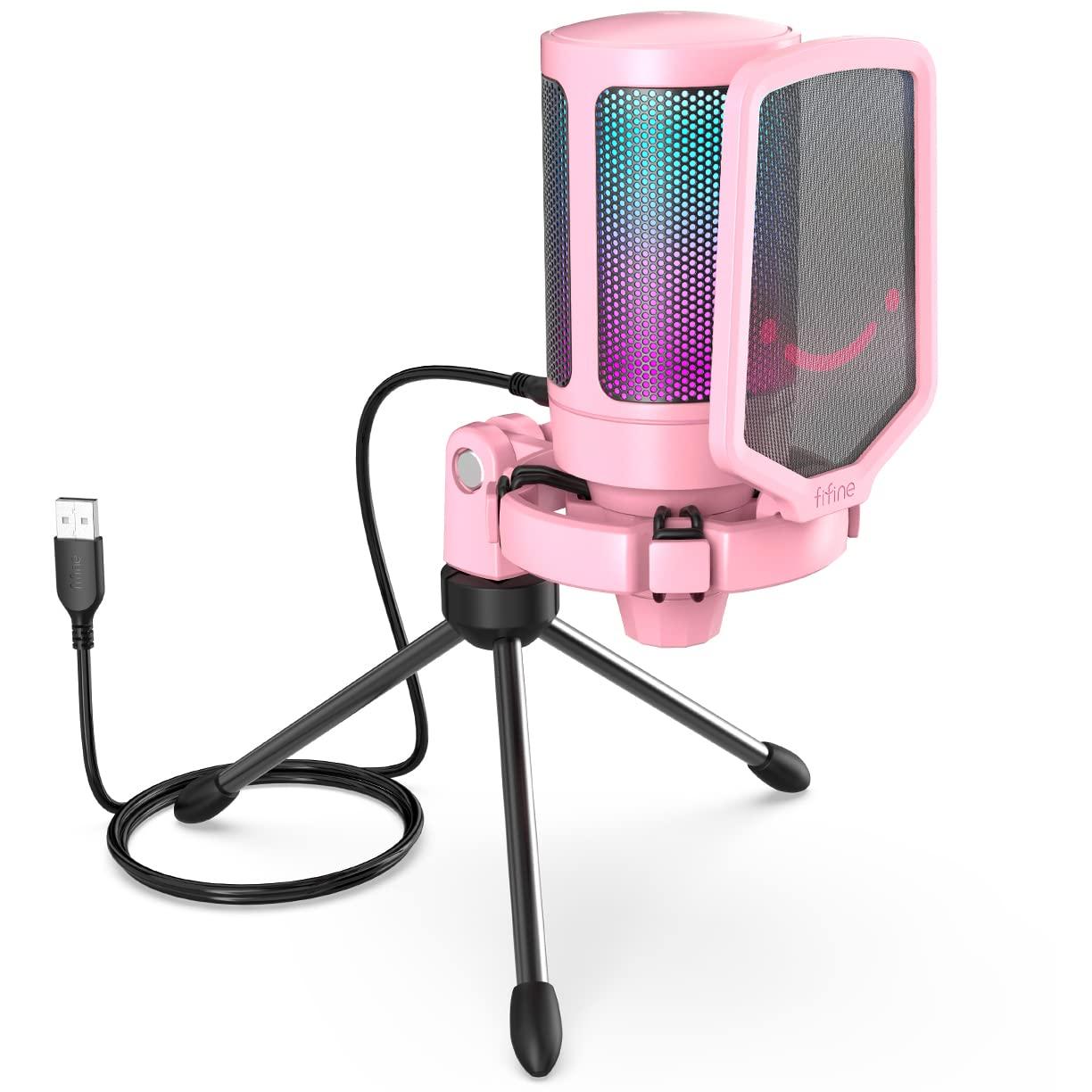 FIFINE USB Condenser Microphone RGB Lighting Cardioid Directionality Plug Play Microphone to Cable Included One Touch Mute YouTube Skype Discord Zoom
FIFINE USB Condenser Microphone RGB Lighting Cardioid Directionality Plug Play Microphone to Cable Included One Touch Mute YouTube Skype Discord Zoom