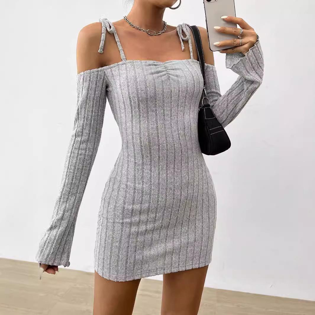 Elegant Off-the-Shoulder Bandage Dress - Mature Style, Slim-Fit, Autumn/Winter Medium серый
Elegant Off-the-Shoulder Bandage Dress - Mature Style, Slim-Fit, Autumn/Winter Medium серый
