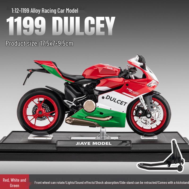 Ducati 1199 1:12 Модель мотоцикла со звуком и светом - Коллекционный сплавной орнамент
Ducati 1199 1:12 Модель мотоцикла со звуком и светом - Коллекционный сплавной орнамент