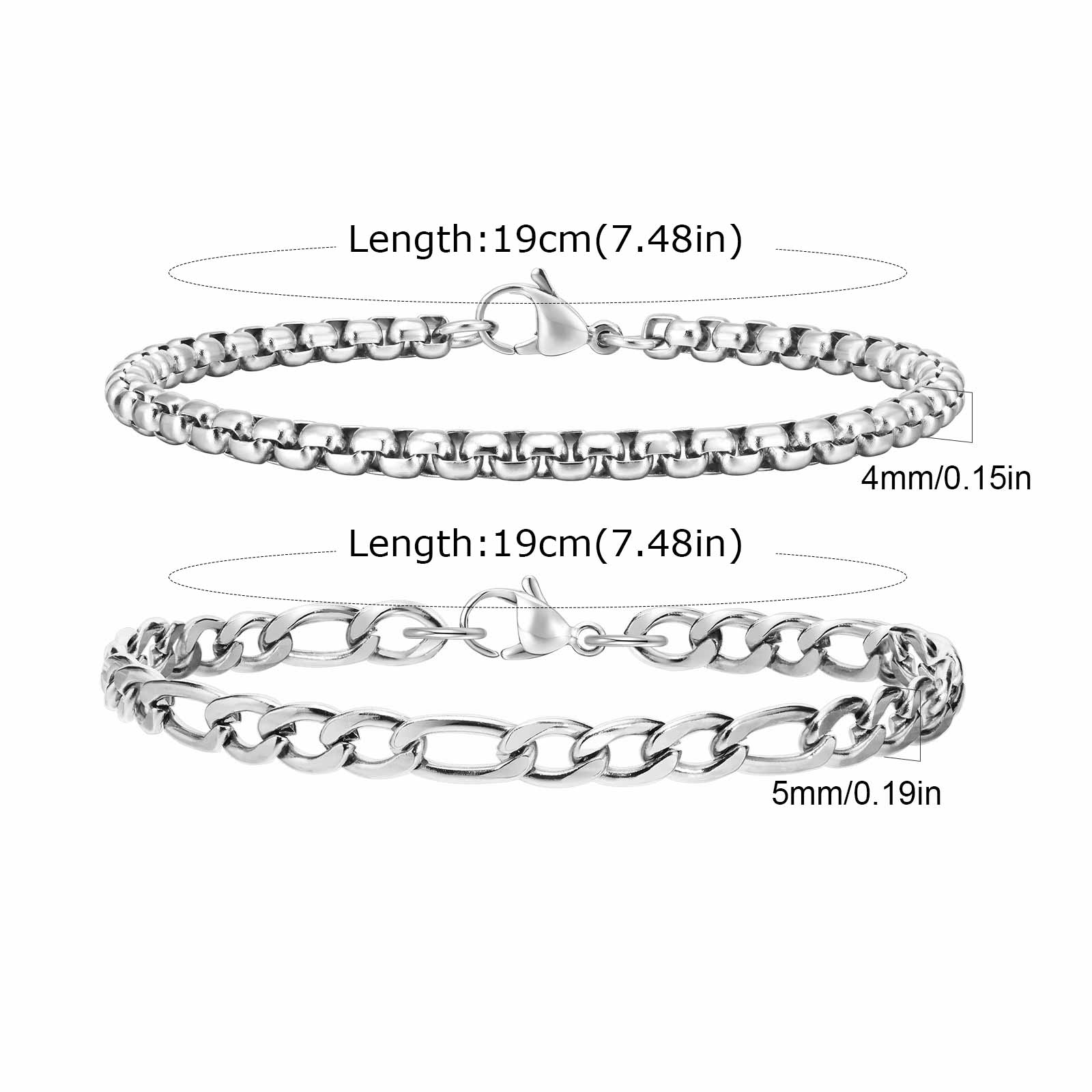 Vnox 2pcs Cuban Rope Box Link Chain Bracelet Set for Men Boys, Gold Black Sliver Color Stainless Steel Wristband Jewelry Gift
Vnox 2pcs Cuban Rope Box Link Chain Bracelet Set for Men Boys, Gold Black Sliver Color Stainless Steel Wristband Jewelry Gift