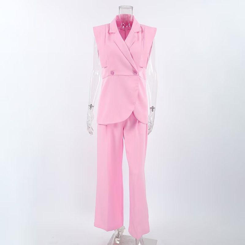 Fashion Sleeveless Suit Collar Loose-Fitting Waistcoat Wide Leg Pants Fashion Suit Vest Wide Leg Pants Set Pink L
Fashion Sleeveless Suit Collar Loose-Fitting Waistcoat Wide Leg Pants Fashion Suit Vest Wide Leg Pants Set Pink L