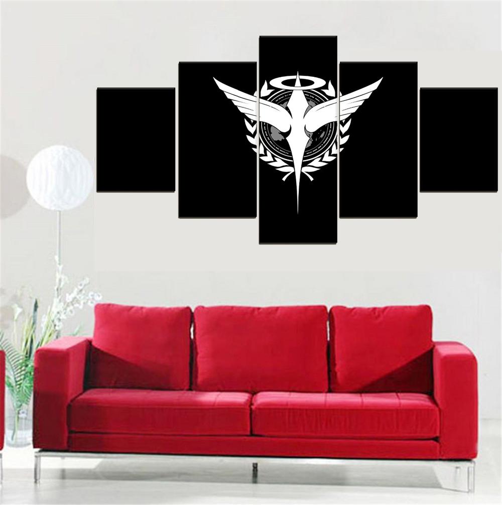 5 Pieces Canvas Art Print Animation Poster Gundam Anime Painting Modern HD Print Home Bedroom Decorative Wall Picture Artwork No Frame