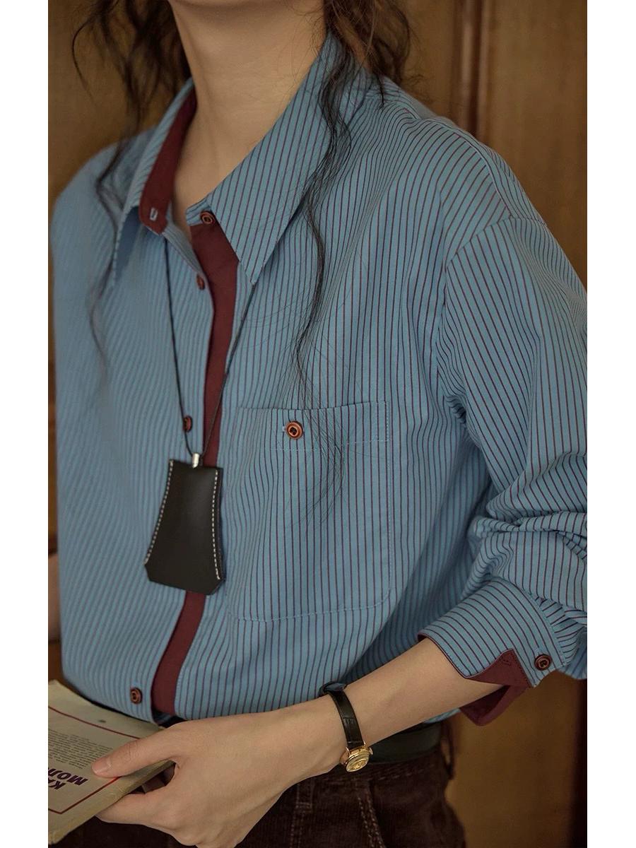 Women s Retro Color Block Vertical Stripe Shirt - Spring/Autumn Casual Loose Versatile Top Medium
Women s Retro Color Block Vertical Stripe Shirt - Spring/Autumn Casual Loose Versatile Top Medium